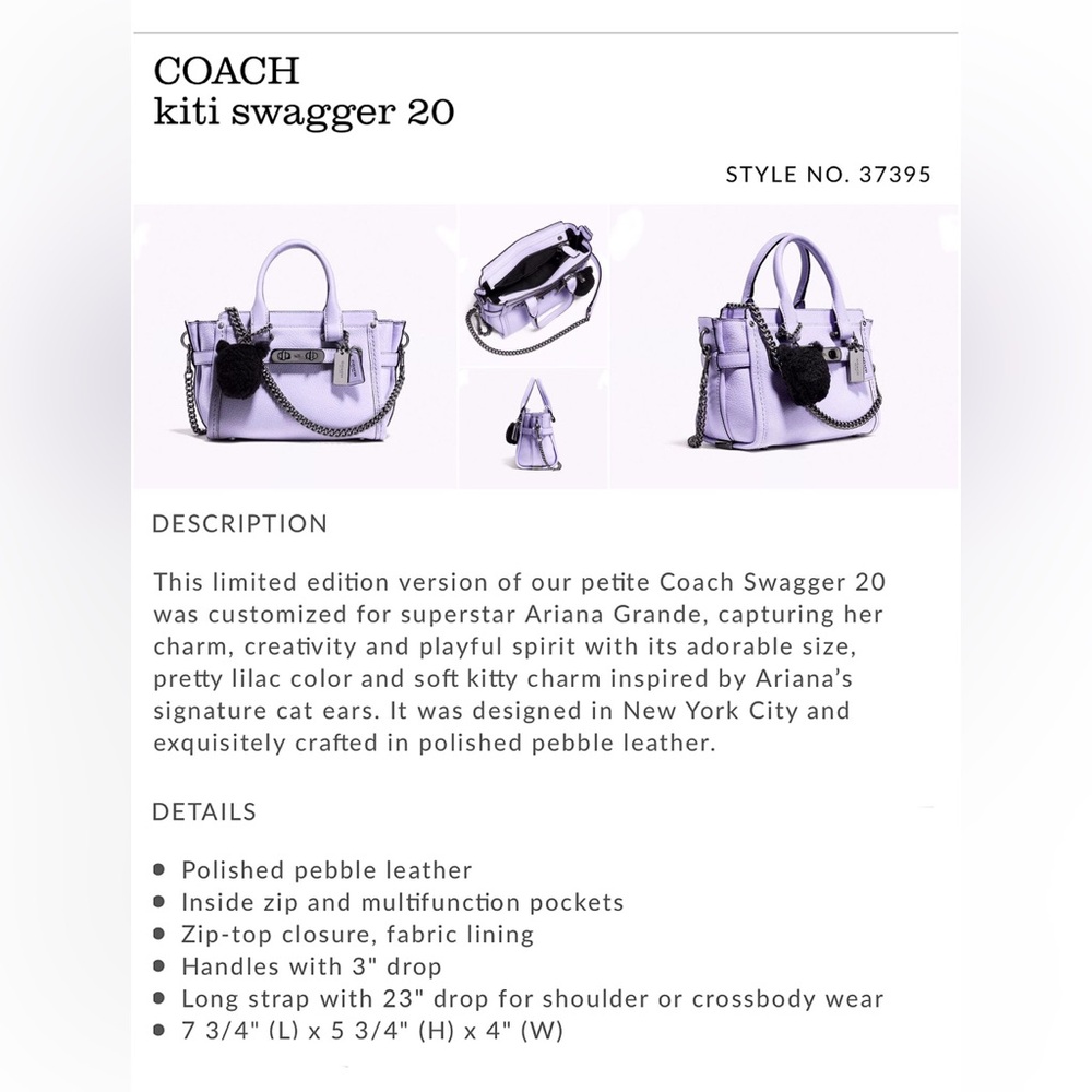 Coach Kiti Swagger 20 / Limited Edition! - Picture 12 of 13